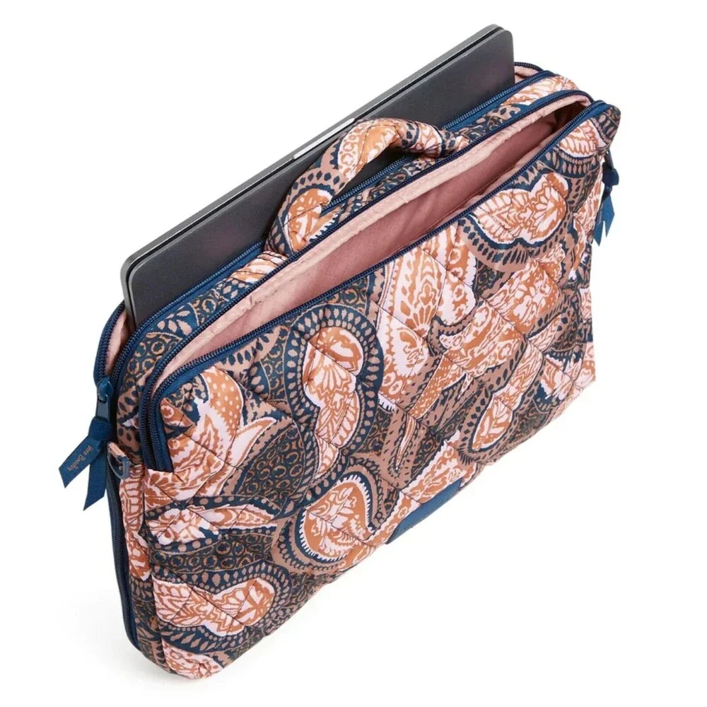 Vera Bradley Ultralight Laptop Crossbody Fern Paisley Pink/Tan Bag New $119